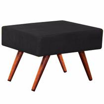 Puff Charme Retangular Suede Pés Palito Preto Puff Charme Retangular Suede Pés Palito Preto