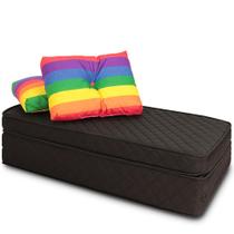 Puff Colchonete Dobrável / Sofá 3 em 1 Espuma D20 + Travesseiro Casal BF Colchões