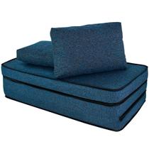 Puff Colchonete Dobrável / Sofá 3 em 1 + Travesseiro Casal BF Colchões - AZUL