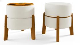 Puff Com Mesa De Apoio e Porta Copos Para Drinks Gourmet Areia