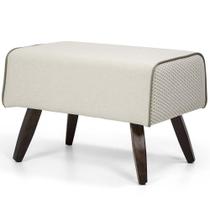 Puff Com Pés De Madeira Viseo D02 60 Cm Linho Bege B-172 Puff Com Pés De Madeira Viseo D02 60 Cm Linho Bege B-172