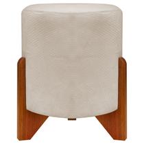 Puff Confortável Redondo para Sala Eloah Suede Cores Pé Castanho