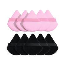 Puff Cosmético Triangular De Pelúcia Macia 10 Peças Uso Úmido E Seco Para Pó Solto E Base Líquida