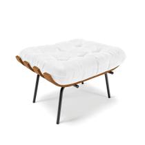 Puff Costela Corano Branco Base Metálica Preto - D'Rossi Puff Costela Corano Branco Base Metálica Preto - D'Rossi