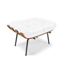 Puff Costela material sintético Branco Base Metálica Preto - D'Rossi