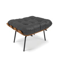 Puff Costela material sintético Preto Base Metálica Preto - D'Rossi Puff Costela material sintético Preto Base Metálica Preto - D'Rossi