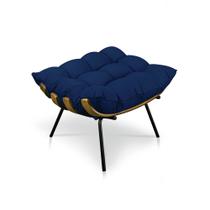 Puff Costela Suede Azul Marinho Base Metálica - Pallazio Puff Costela Suede Azul Marinho Base Metálica - Pallazio