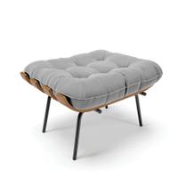 Puff Costela Suede Base Metálica Preto M11 - D'Rossi