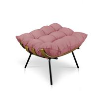 Puff Costela Suede Rosê Base Metálica - Pallazio Puff Costela Suede Rosê Base Metálica - Pallazio