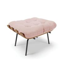 Puff Costela Veludo Base Metálica Preto - D'Rossi Cor Rose