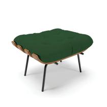 Puff Costela Veludo Verde Base Metálica Preto - D'Rossi