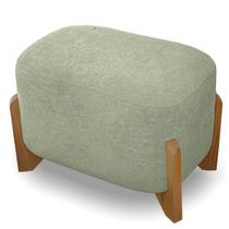 Puff Curvo Pé de Madeira Decorativo para Sala Orgânico Confortável e Reforçado Bouclé Fluffy