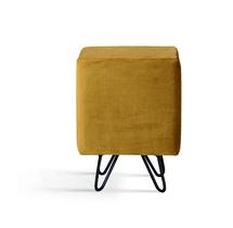 Puff Dado Quadrado Veludo Dourado Daf Mobiliário