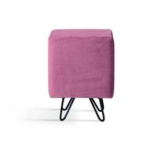 Puff Dado Quadrado Veludo Rosa Daf Mobiliário