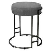 Puff Dara Linho Base Industrial Preto - D'Rossi