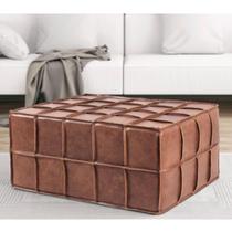 Puff de Couro Legítimo Decorativo 80x60x40 cm Queen Puff de Couro Legítimo Decorativo 80x60x40 cm Queen