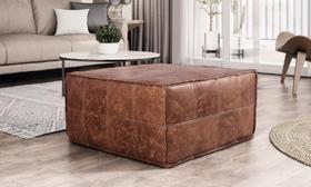 Puff de Couro Legítimo Decorativo 80x80x40 cm Bora Marrom Puff de Couro Legítimo Decorativo 80x80x40 cm Bora Marrom