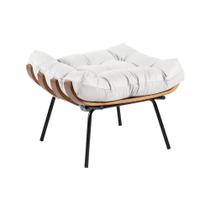 Puff de Couro Legítimo Decorativo Costela Branco Touro & Cia Puff de Couro Legítimo Decorativo Costela Branco Touro & Cia