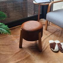 Puff de Couro Redondo 40cm x 30cm 011147 Puff de Couro Redondo 40cm x 30cm 011147