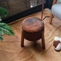 Puff de Couro Redondo 40cm x 30cm 011148 Puff de Couro Redondo 40cm x 30cm 011148