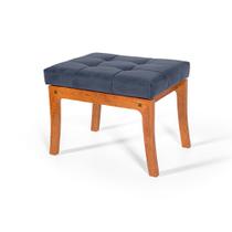 Puff de Madeira com Estofado Retangular Veneza Azul Straub Web