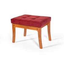 Puff de Madeira com Estofado Retangular Veneza Bordô Kaiber Estofados