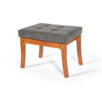 Puff de Madeira com Estofado Retangular Veneza Cinza Straub Web