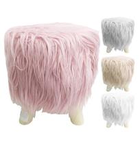Puff de Pelucia Redondo com Pe de Madeira 33x29cm de Diametro - Fwb