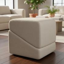 Puff De Sala Para Quarto Penteadeira Decorativo Quadrado Sense Bouclé Persa Bege