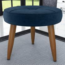 Puff Decorativa Redondo Veneza Veludo Azul