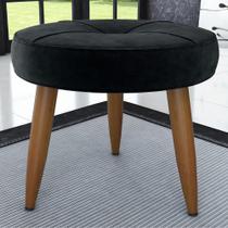 Puff Decorativa Redondo Veneza Veludo Inca Preto