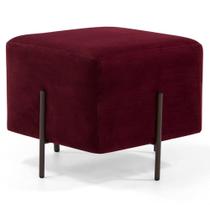 Puff Decorativo 45cm Base Aço Status B-278 Veludo Marsala - Domi