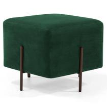 Puff Decorativo 45cm Base Aço Status B-303 Veludo Verde Musgo - Domi