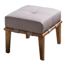 Puff Decorativo 45cm Martínez Linho Pés Madeira Bege/Natural G62 - Gran Belo Puff Decorativo 45cm Martínez Linho Pés Madeira Bege/Natural G62 - Gran Belo