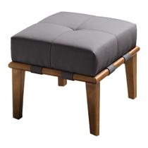 Puff Decorativo 45cm Martínez Linho Pés Madeira Cinza/Natural G62 - Gran Belo Puff Decorativo 45cm Martínez Linho Pés Madeira Cinza/Natural G62 - Gran Belo