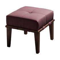 Puff Decorativo 45cm Martínez Veludo Pés Madeira Rosa/Imbúia G62 - Gran Belo