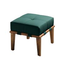 Puff Decorativo 45cm Martínez Veludo Pés Madeira Verde/Mel G62 - Gran Belo Puff Decorativo 45cm Martínez Veludo Pés Madeira Verde/Mel G62 - Gran Belo