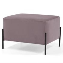 Puff Decorativo 60cm Base Aço Status B-305 Veludo Rosê - Domi Puff Decorativo 60cm Base Aço Status B-305 Veludo Rosê - Domi