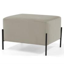 Puff Decorativo 60cm Base Aço Status B-309 Veludo Bege - Domi