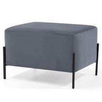 Puff Decorativo 60cm Base Aço Status B-317 Veludo Cinza - Domi
