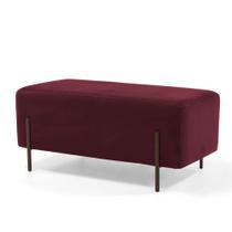 Puff Decorativo 90cm Base Aço Status B-278 Veludo Marsala - Domi