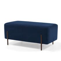 Puff Decorativo 90cm Base Aço Status B-304 Veludo Azul Marinho - Domi