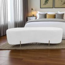 Puff Decorativo Alana Couro Branco Puff Decorativo Alana Couro Branco