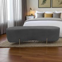 Puff Decorativo Alana Suede Cinza