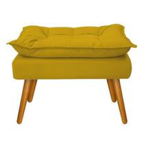 Puff Decorativo Apolo Palito Mel Sala de Estar Quarto Suede Amarelo