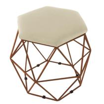 Puff Decorativo Aramado Bronze Bege Suede Hexâgono Geométrico Puff Decorativo Aramado Bronze Bege Suede Hexâgono Geométrico