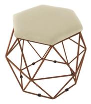 Puff Decorativo Aramado Bronze - Hexágonal Suede Bege