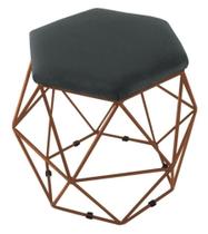 Puff Decorativo Aramado Bronze - Hexagonal Suede Cinza