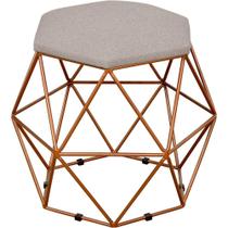Puff Decorativo Aramado Bronze Six L02 Linho Bege - Lyam Decor Puff Decorativo Aramado Bronze Six L02 Linho Bege - Lyam Decor