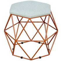 Puff Decorativo Aramado Bronze Six L02 Linho Cinza - Lyam Decor Puff Decorativo Aramado Bronze Six L02 Linho Cinza - Lyam Decor